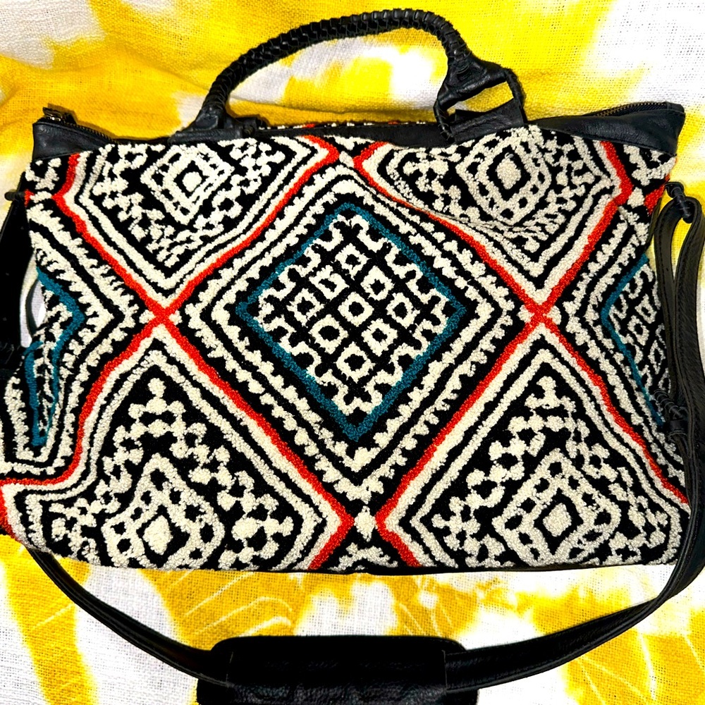 Cleobella Weekender Bag- Excellent Quality, Genuine Leather, Tribal Print
